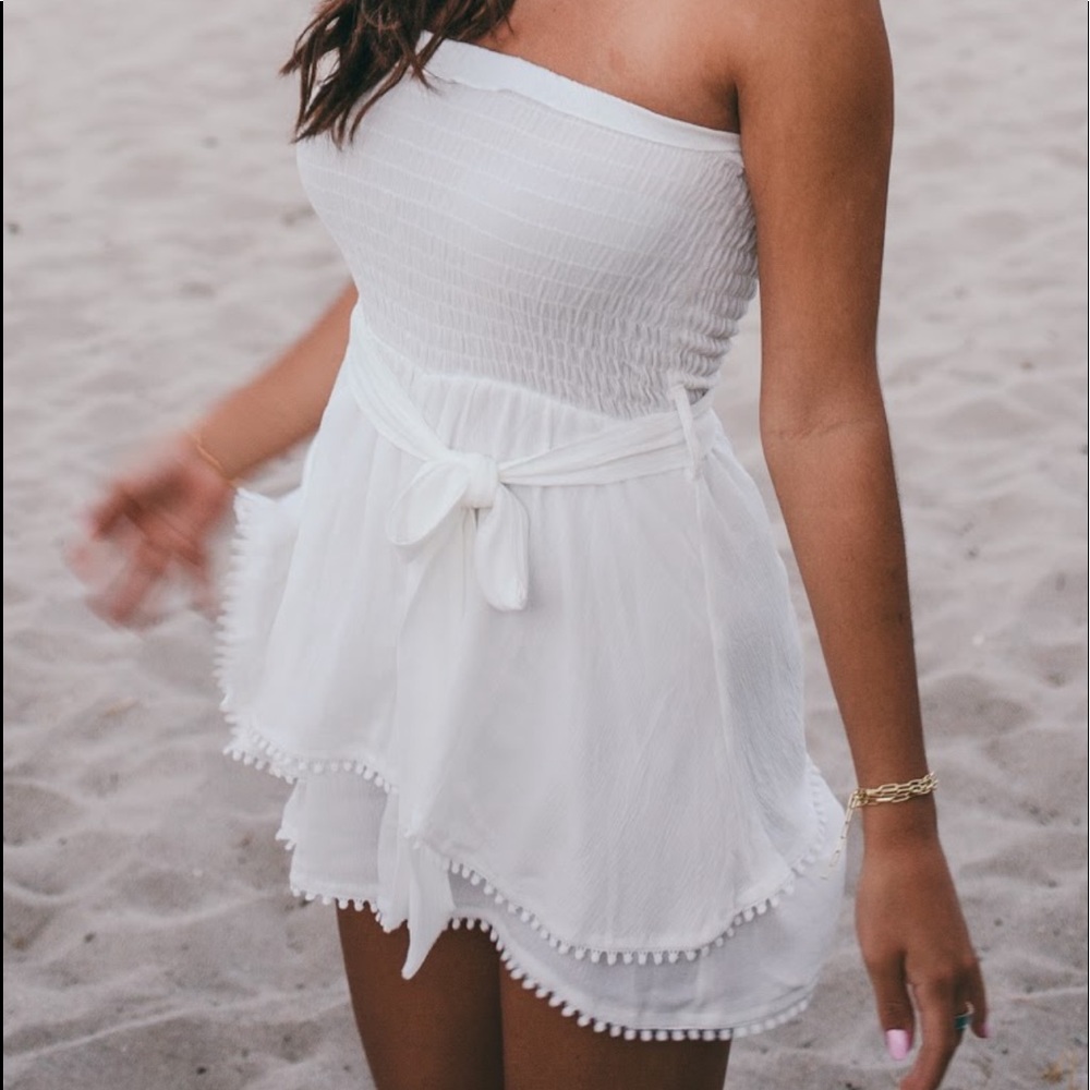 White romper ruffle dress